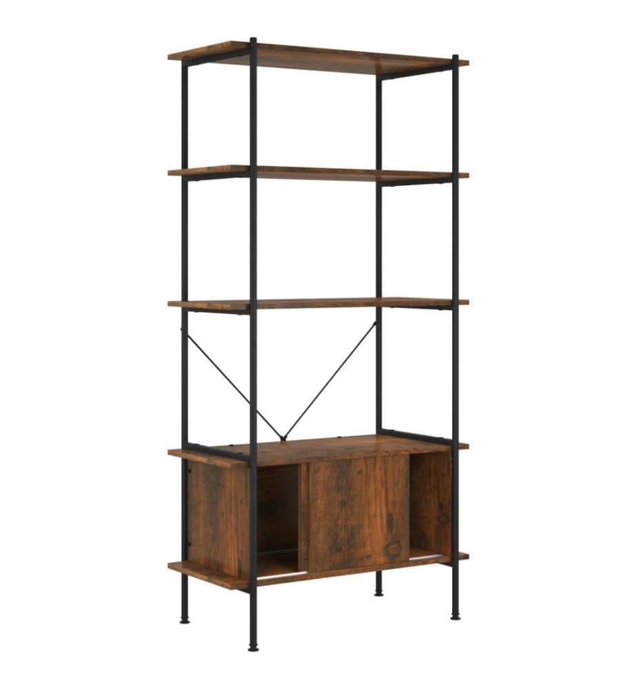 Regal mit 5 Böden und Schrank 80x40x163 cm Stahl Holzwerkstoff