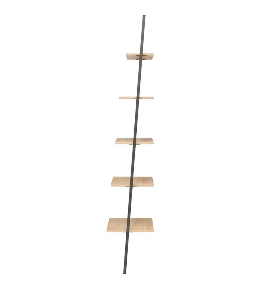 Leiterregal mit 5 Böden Hellbraun und Schwarz 64x34x185,5 cm