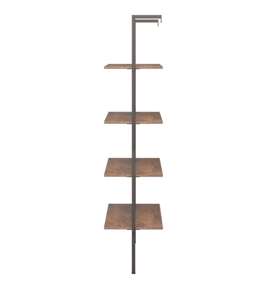Leiterregal mit 4 Böden Dunkelbraun und Schwarz 64x35x152,5 cm