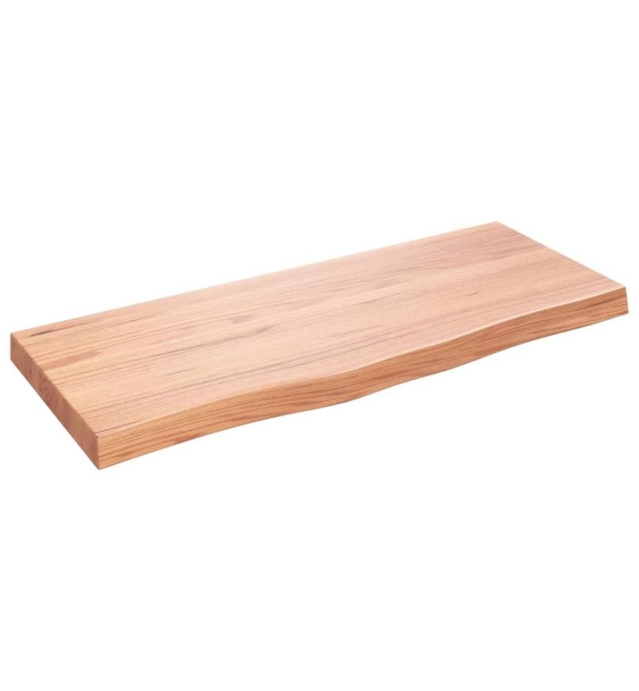 Wandregal Hellbraun 100x40x(2-6) cm Massivholz Eiche Behandelt