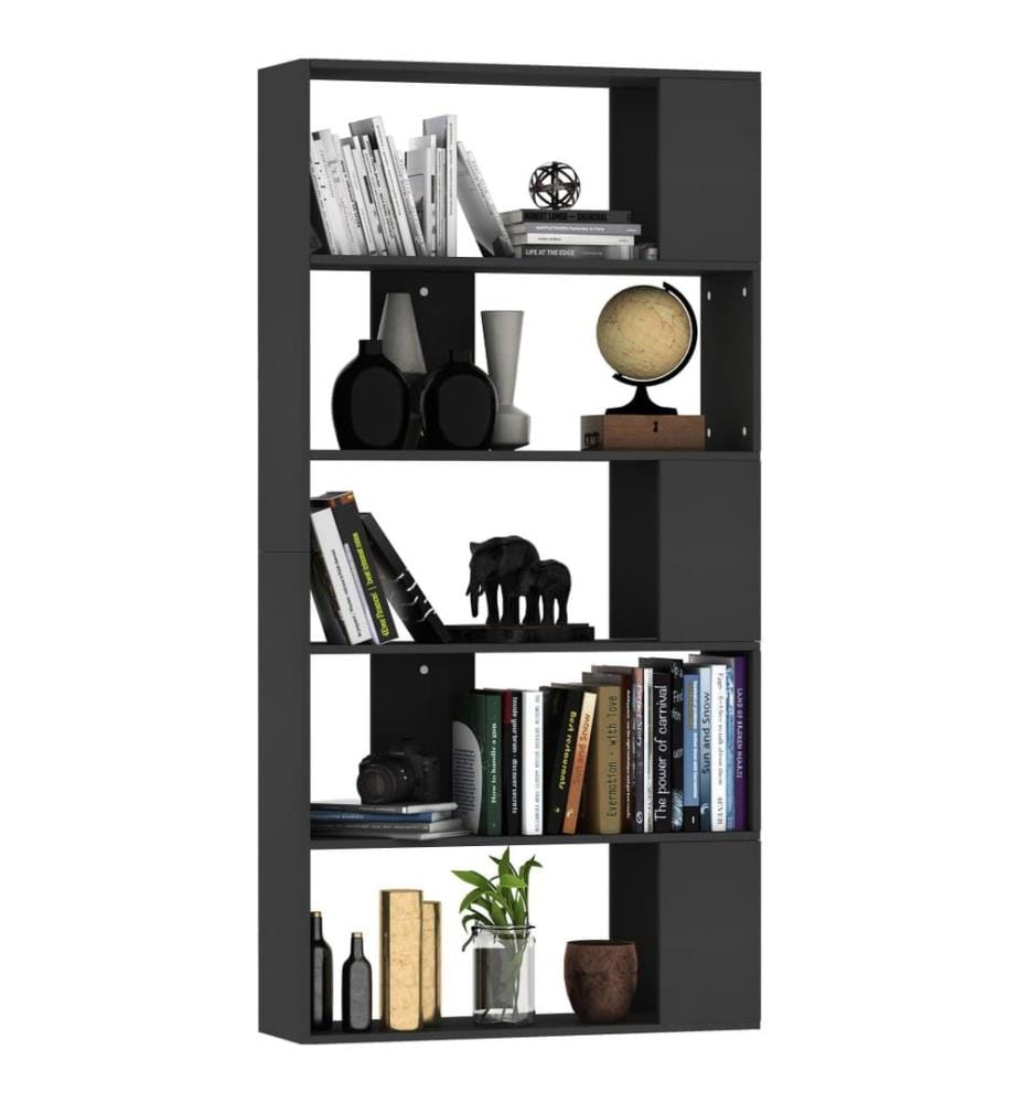 Bibliothèque/Séparateur de pièce Noir Bois d'ingénierie