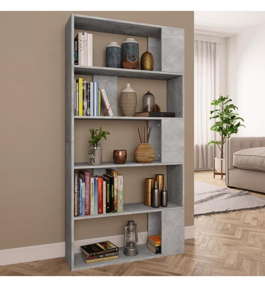 Bibliothèque/Séparateur de pièce Gris béton Bois d'ingénierie