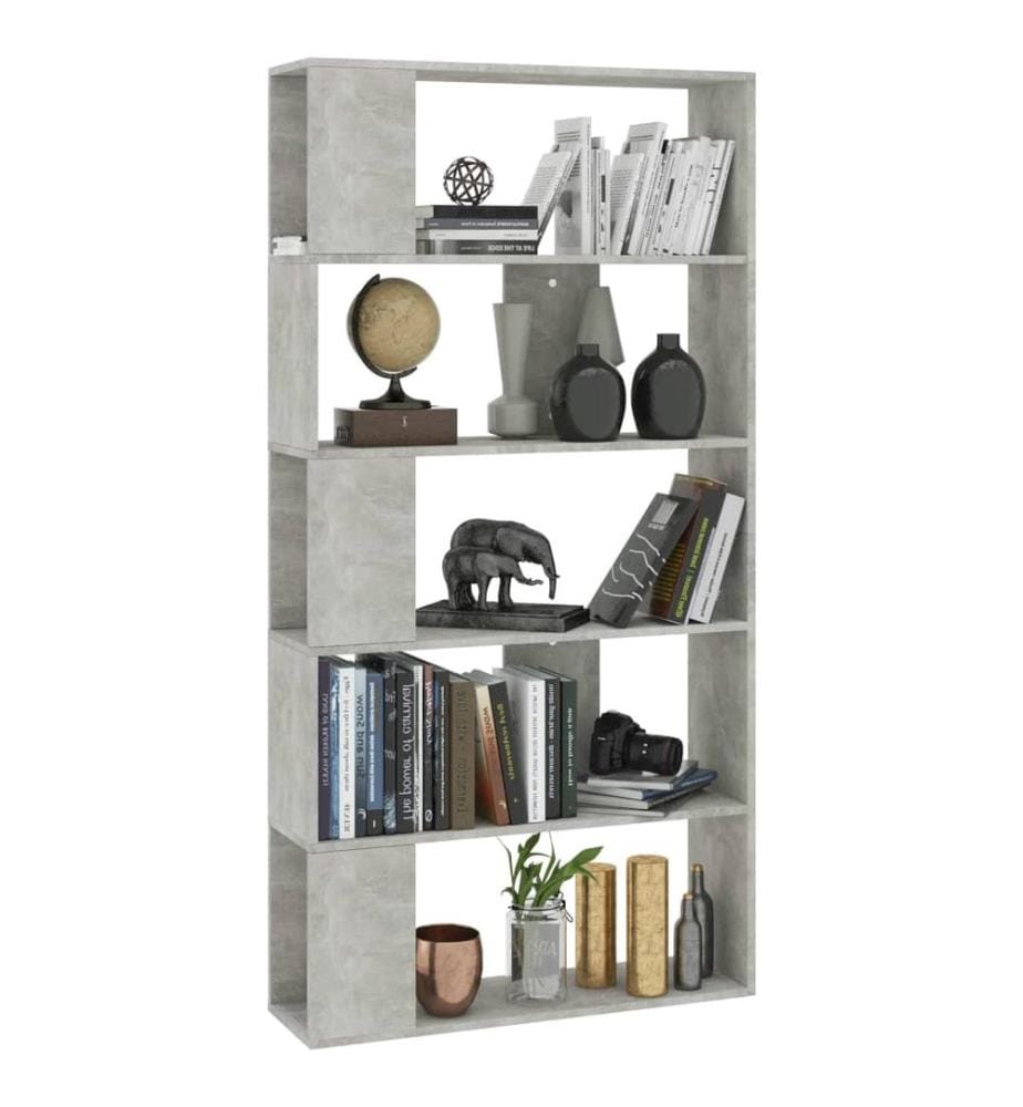 Bibliothèque/Séparateur de pièce Gris béton Bois d'ingénierie