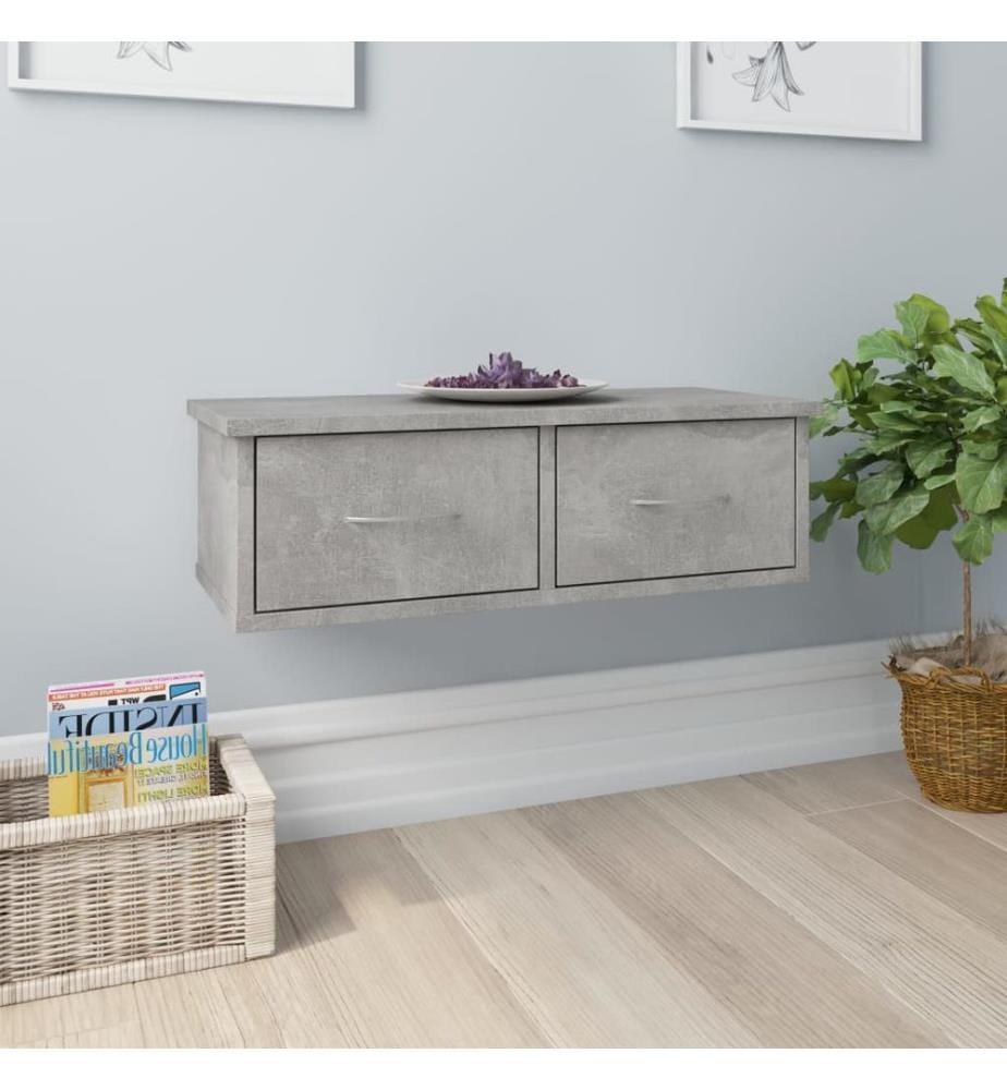 Wand-Schubladenregal Betongrau 60x26x18,5 cm Holzwerkstoff