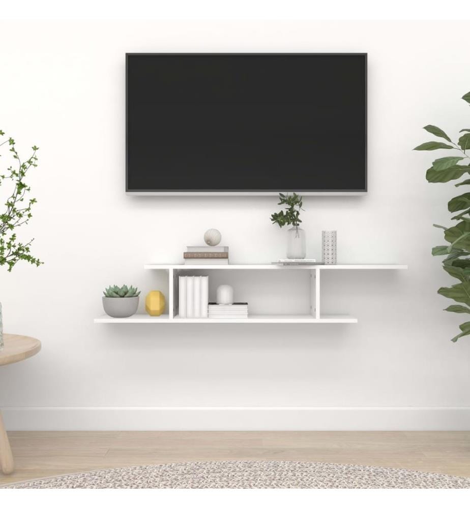 TV-Wandregal Weiss 125x18x23 cm Holzwerkstoff