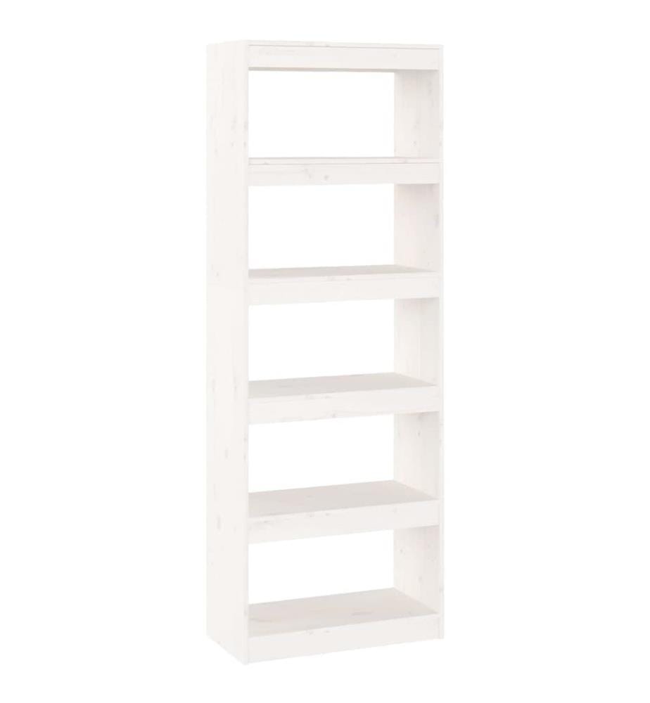 Bücherregal/Raumteiler Weiss 60x30x167,5 cm Massivholz Kiefer