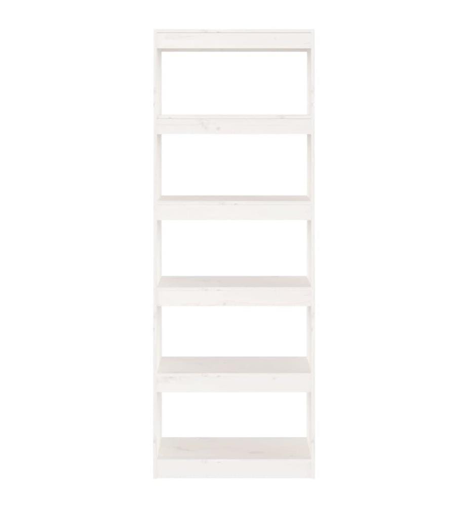 Bücherregal/Raumteiler Weiss 60x30x167,5 cm Massivholz Kiefer