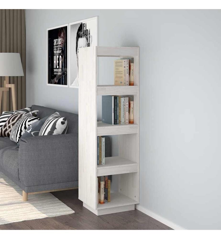 Bibliothèque/Séparateur de pièce Blanc 40x35x135 cm Pin massif