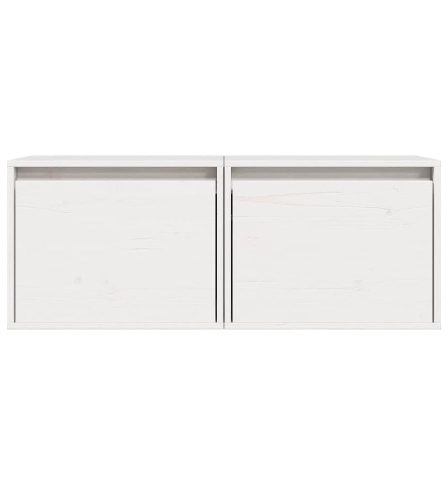 Wandschränke 2 Stk. Weiss 45x30x35 cm Massivholz Kiefer