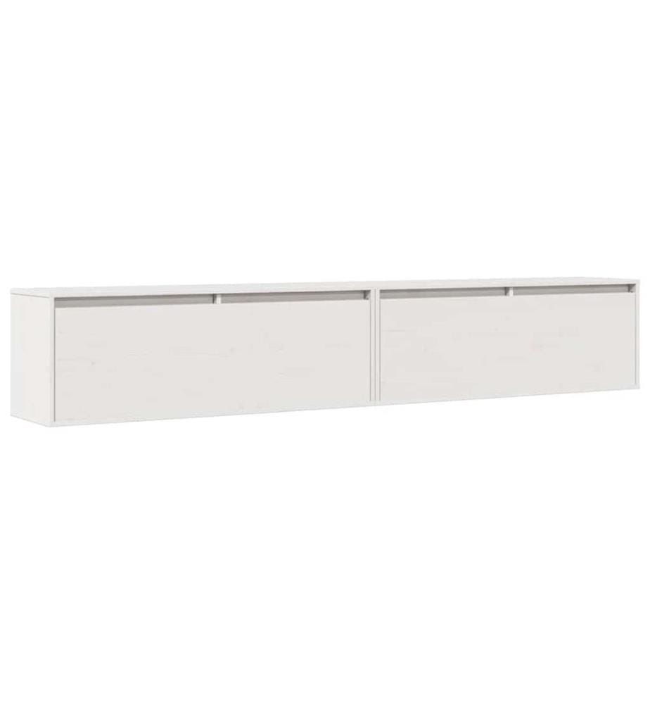 Wandschränke 2 Stk. Weiss 100x30x35 cm Massivholz Kiefer