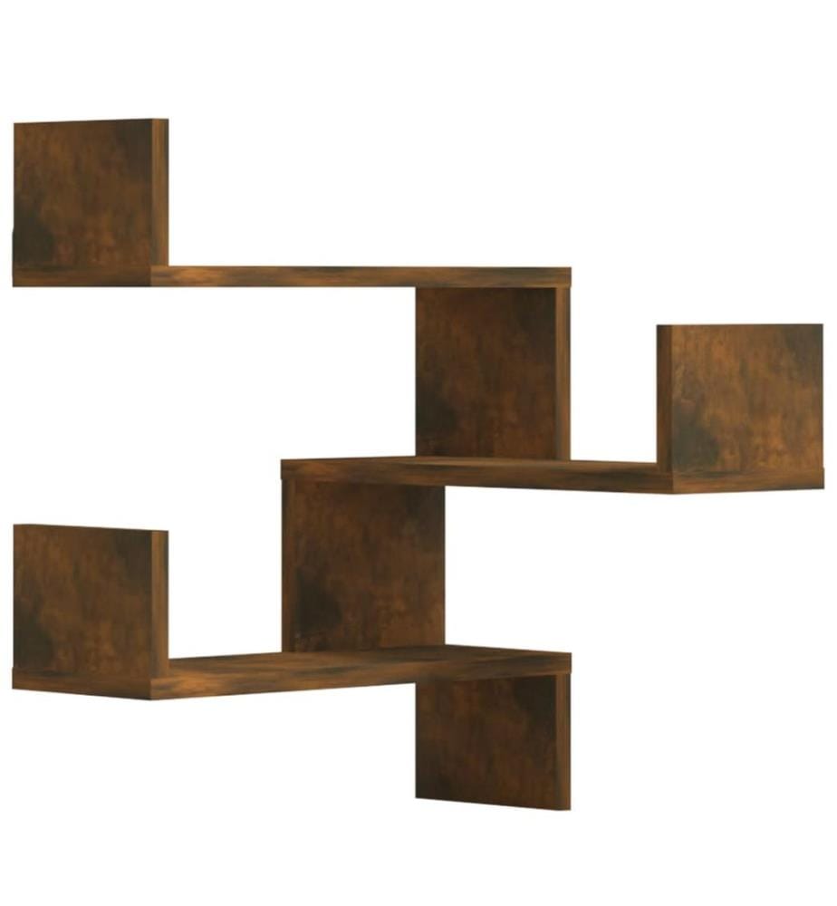Wand-Eckregale 2 Stk. Räuchereiche 40x40x50 cm Holzwerkstoff
