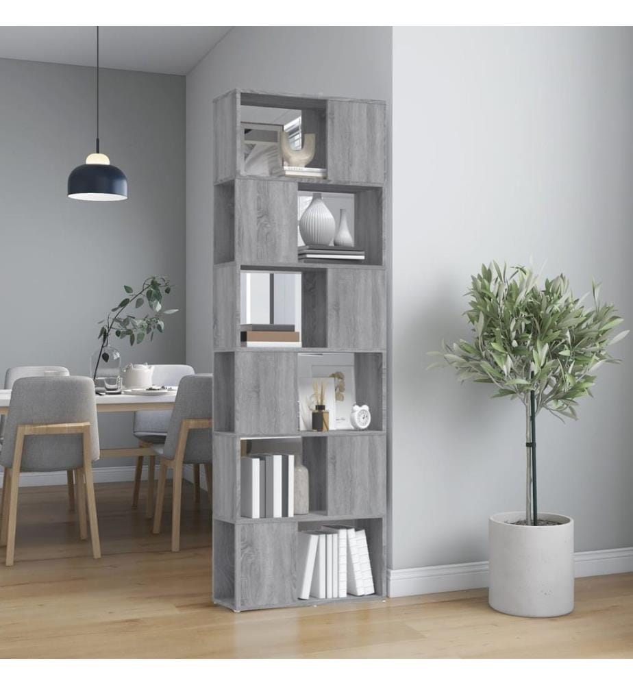 Bücherregal/Raumteiler Grau Sonoma 60x24x186 cm
