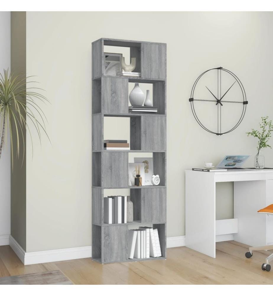 Bücherregal/Raumteiler Grau Sonoma 60x24x186 cm