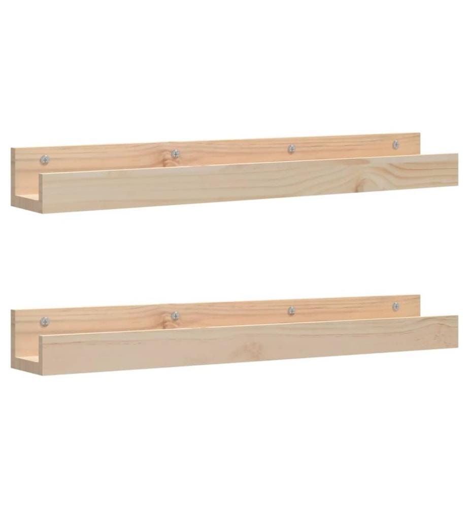 Wandregale 2 Stk. 80x12x9 cm Massivholz Kiefer