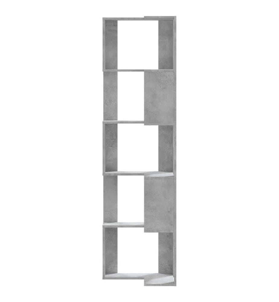 Bibliothèque d'angle à 5 niveaux gris béton bois d'ingénierie