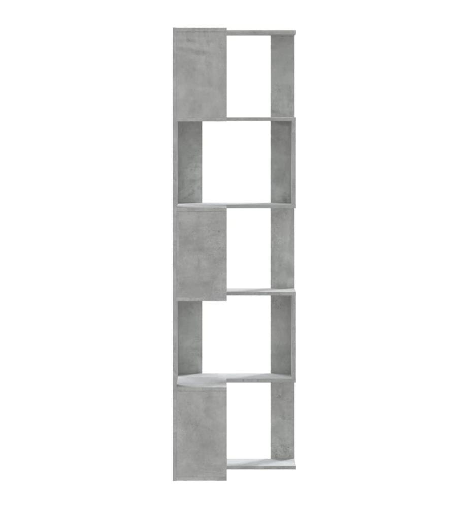 Bibliothèque d'angle à 5 niveaux gris béton bois d'ingénierie