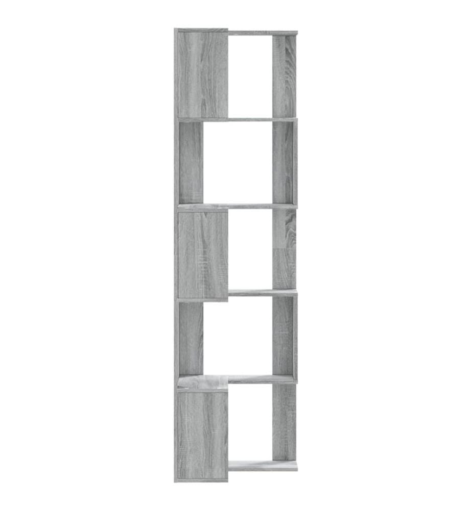 Bibliothèque d'angle à 5 niveaux sonoma gris bois d'ingénierie