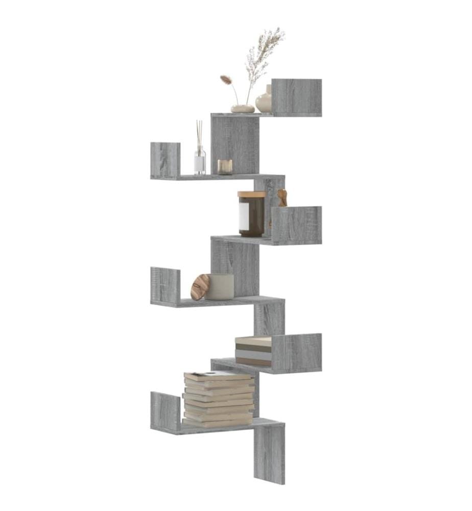 Wand-Eckregal Grau Sonoma 45x45x147 cm Holzwerkstoff