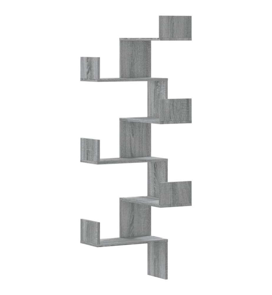 Wand-Eckregal Grau Sonoma 45x45x147 cm Holzwerkstoff
