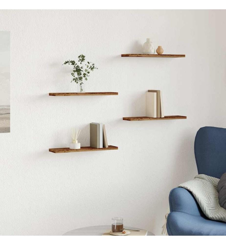 Wandregale 4 Stk. Altholz-Optik 40x20x1,5 cm Holzwerkstoff