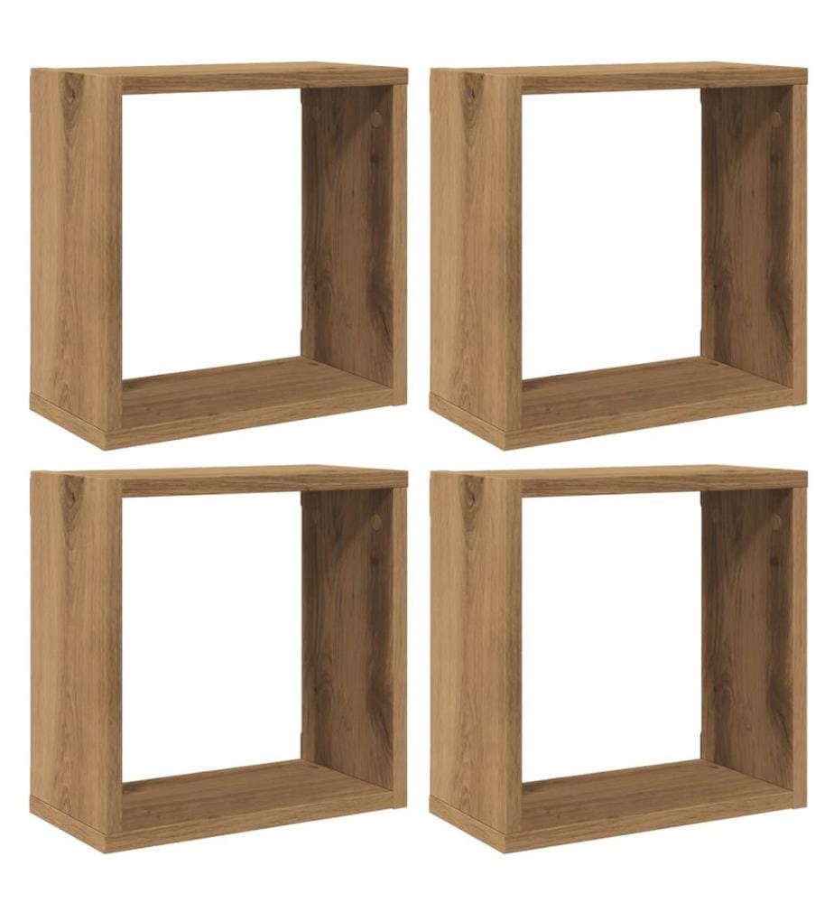 Würfel-Wandregale 4 Stk. Artisan-Eiche 30x15x30 Holzwerkstoff