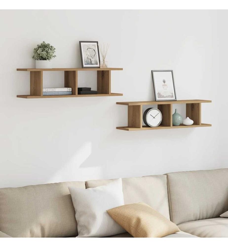Wandregale 2 Stk. Artisan-Eiche 75x18x20 cm Holzwerkstoff