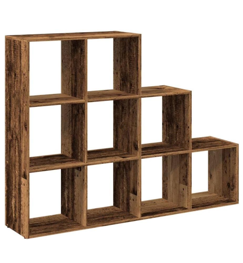 Étagère séparatrice de pièce à 3 niveaux vieux bois