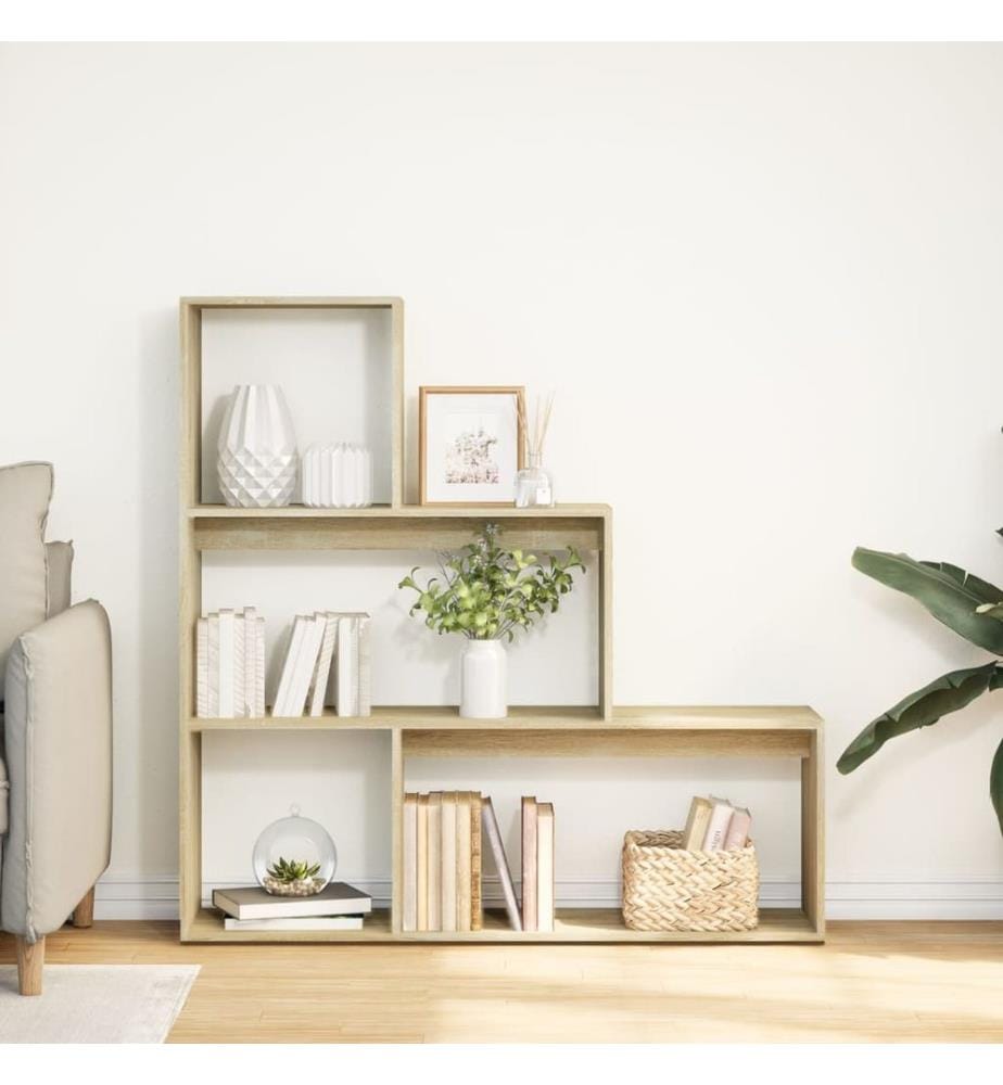Raumteiler-Bücherregal 3 Stufen Sonoma-Eiche 123x29x123 cm