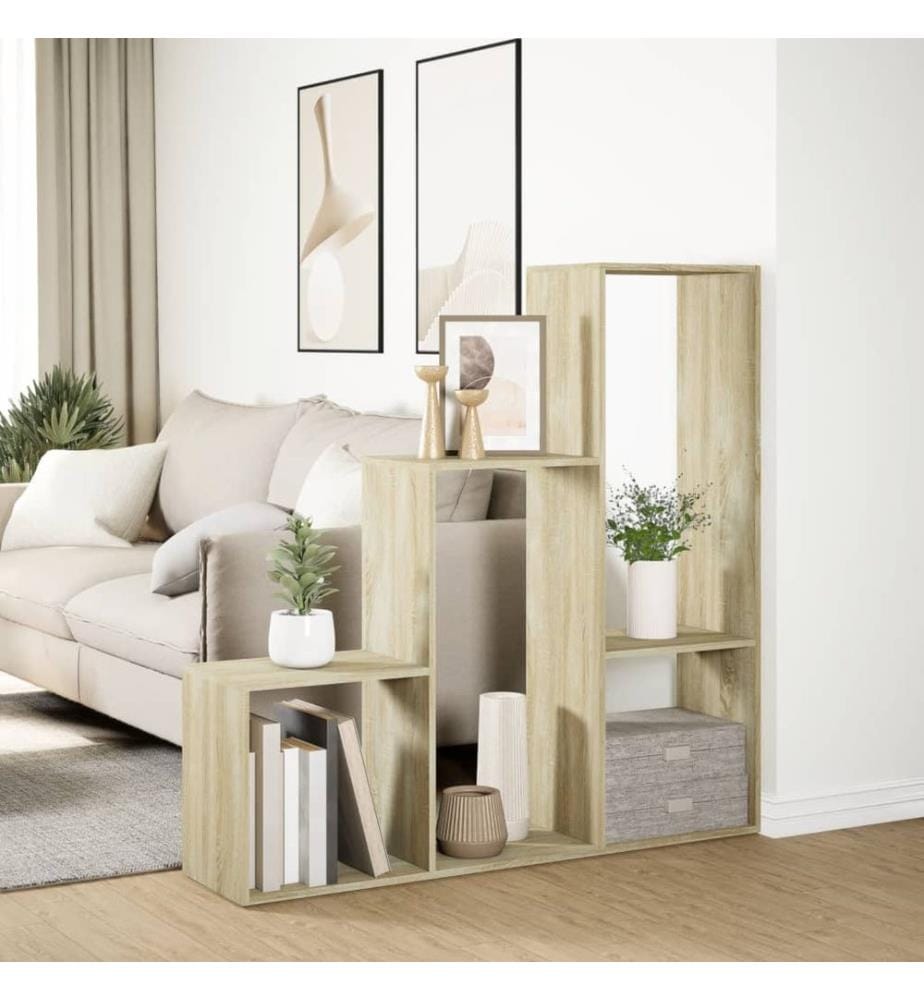Raumteiler-Bücherregal 3 Stufen Sonoma-Eiche 123x29x123 cm