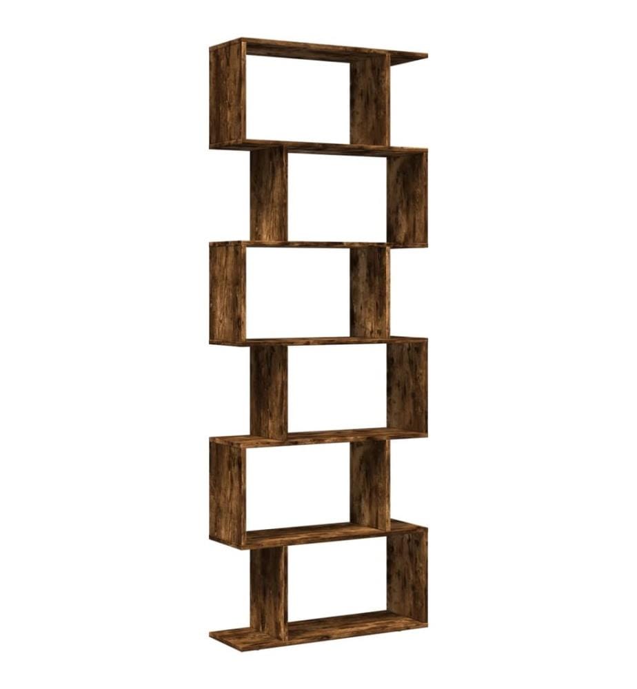 Raumteiler-Bücherregal 6 Etagen Räuchereiche 70x24x193 cm