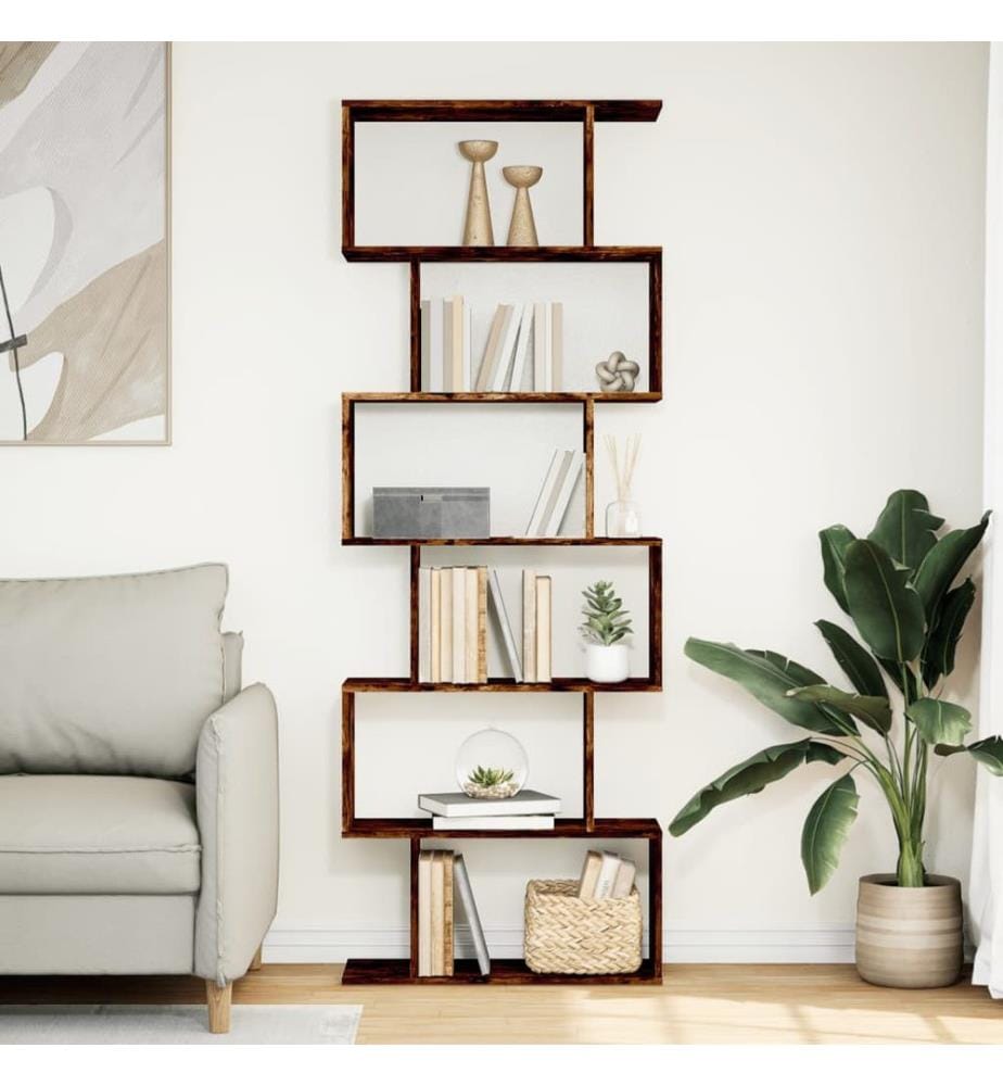 Raumteiler-Bücherregal 6 Etagen Räuchereiche 70x24x193 cm