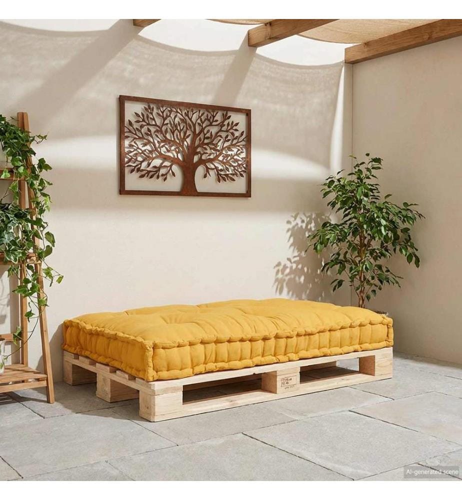 Pallet Sofa Kissen Gelb 120 x 80 x 12 cm Stoff