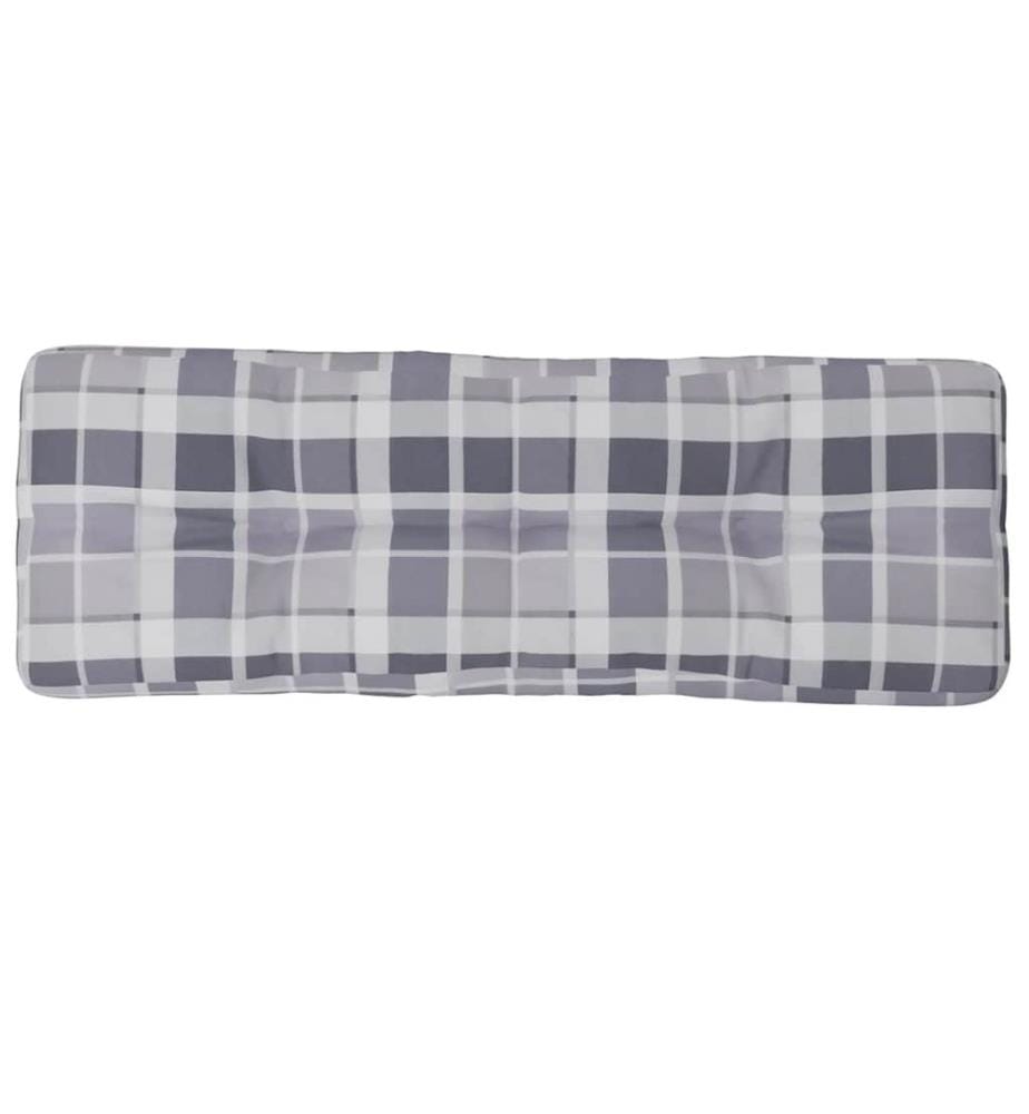Coussin de palette motif à carreaux gris 120x40x12 cm tissu
