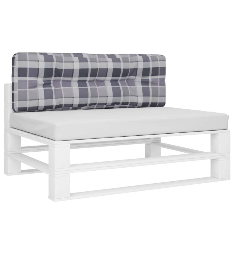 Coussin de palette motif à carreaux gris 120x40x12 cm tissu