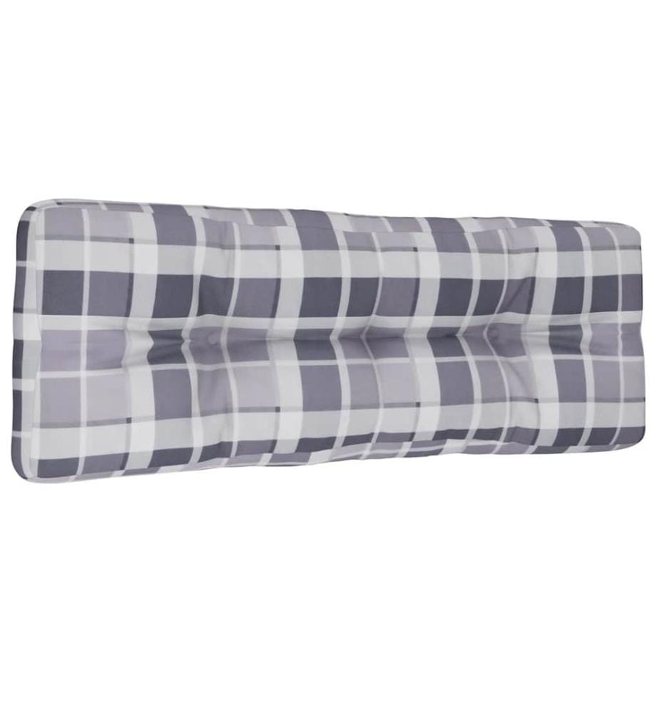 Coussin de palette motif à carreaux gris 120x40x12 cm tissu