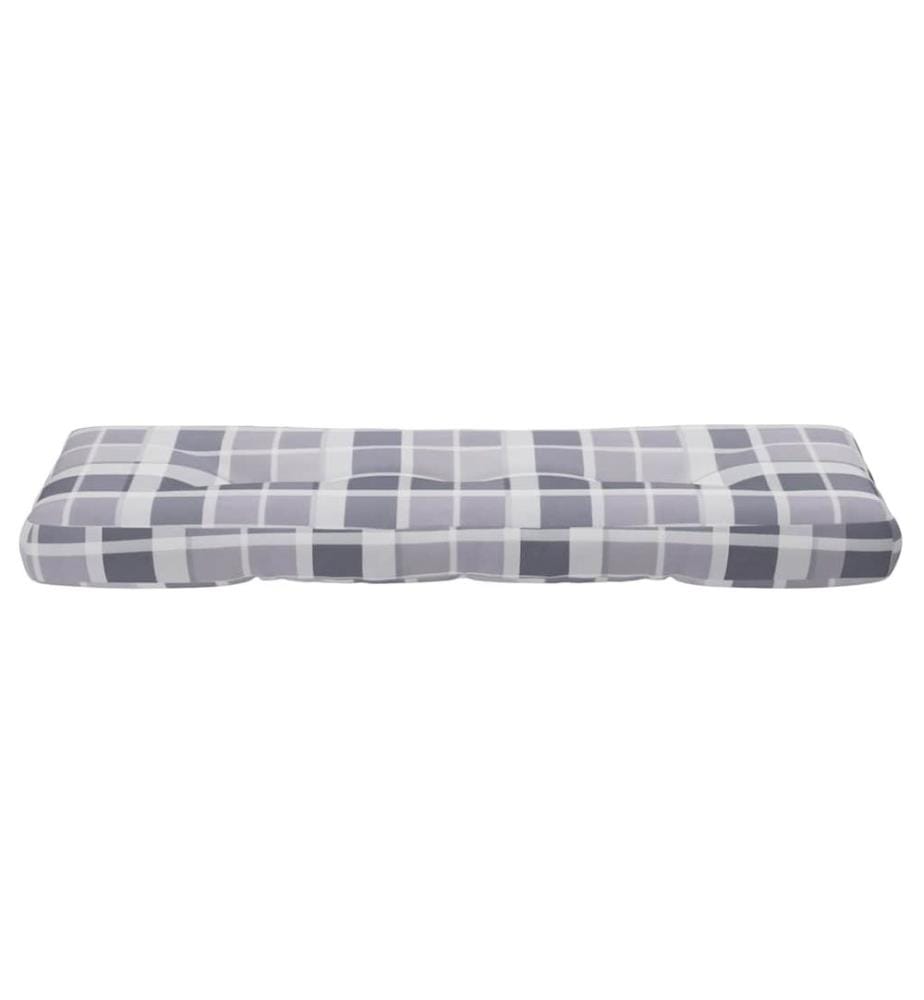 Coussin de palette motif à carreaux gris 120x40x12 cm tissu