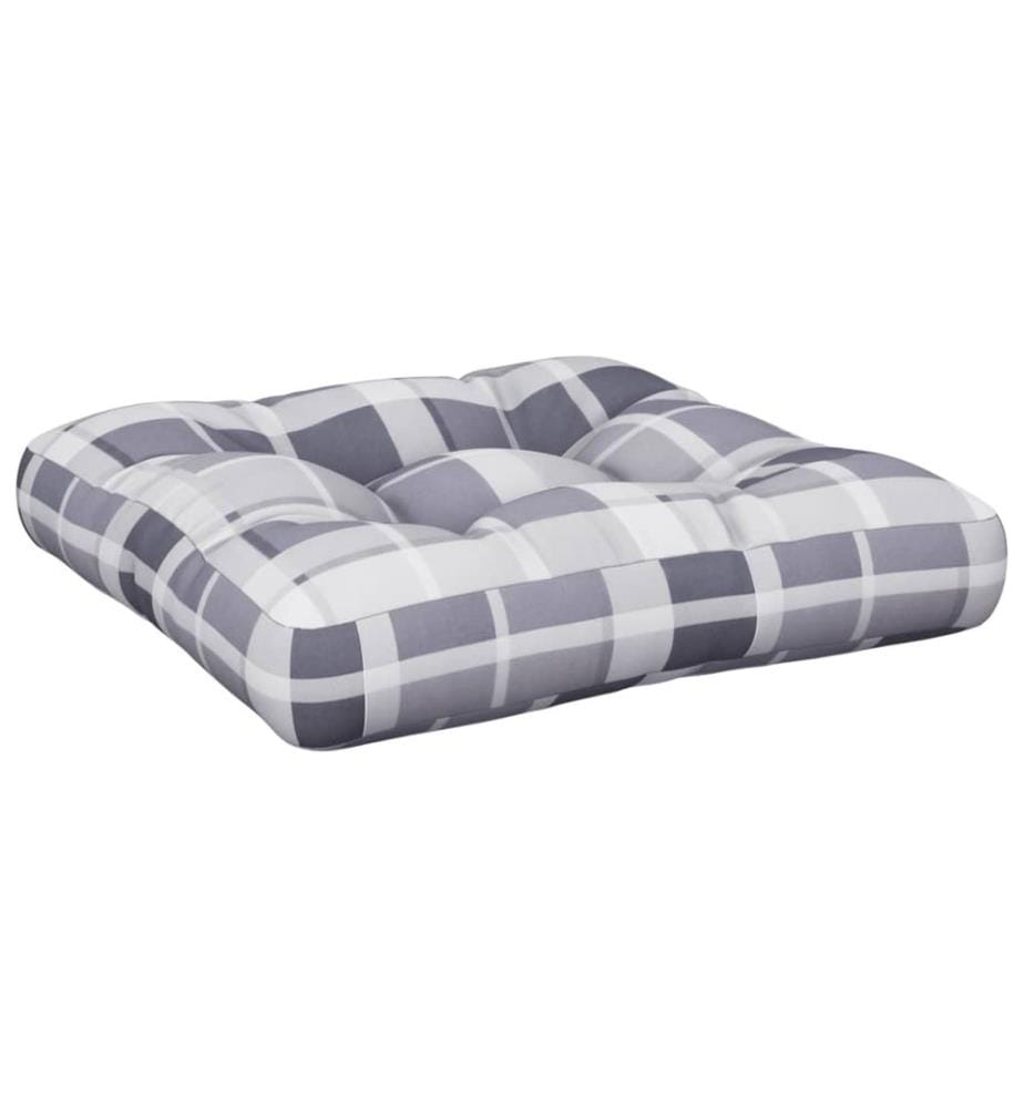 Coussin de palette motif à carreaux gris 50x50x12 cm tissu