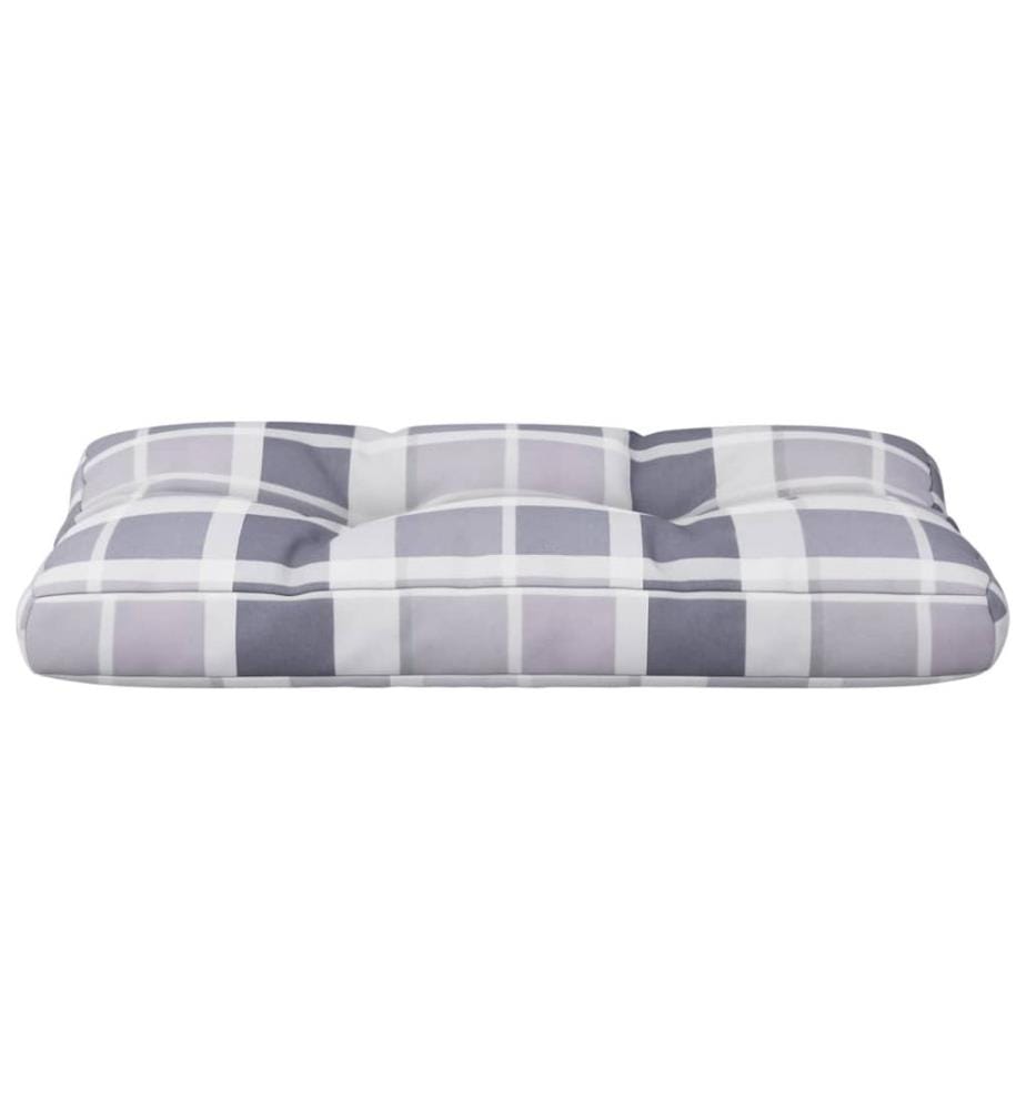 Coussin de palette motif à carreaux gris 70x40x12 cm tissu