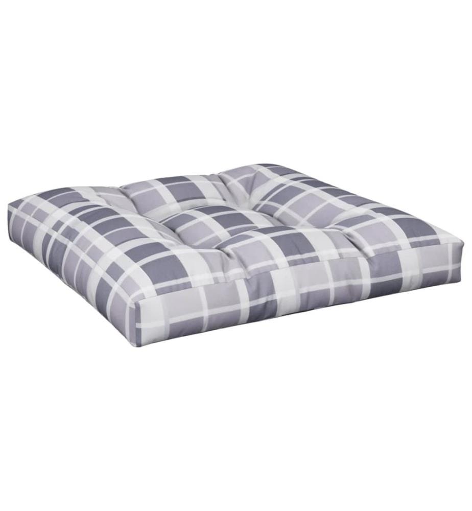 Coussin de palette motif à carreaux gris 70x70x12 cm tissu