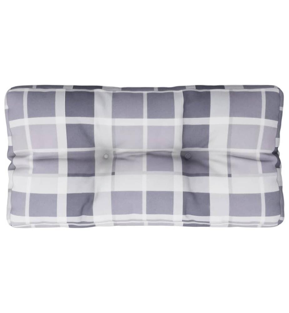 Coussin de palette motif à carreaux gris 80x40x12 cm tissu