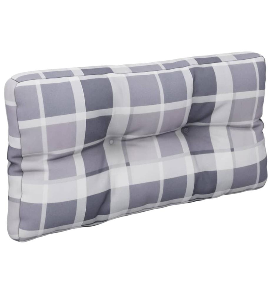 Coussin de palette motif à carreaux gris 80x40x12 cm tissu