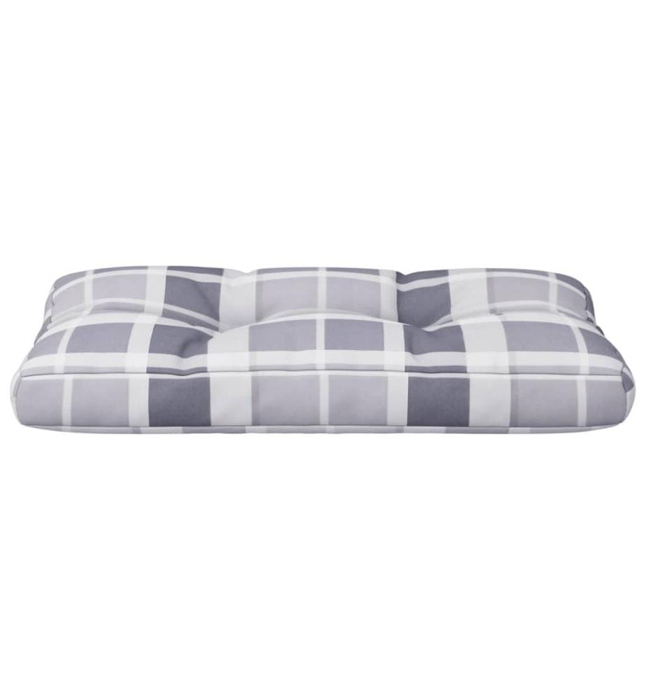 Coussin de palette motif à carreaux gris 80x40x12 cm tissu