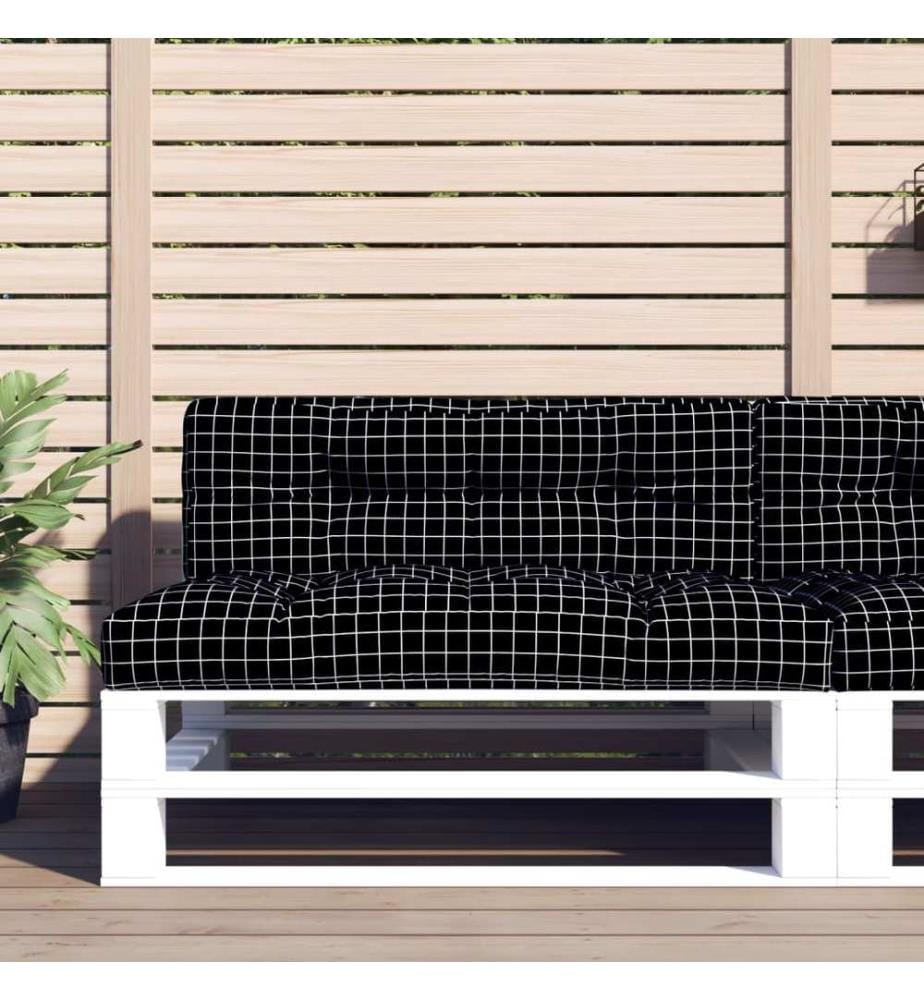 Palettenkissen Schwarz Karomuster 120x40x12 cm Stoff