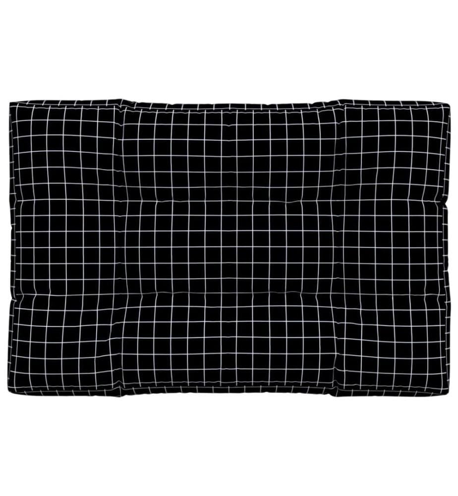 Palettenkissen Schwarz Karomuster 120x80x12 cm Stoff
