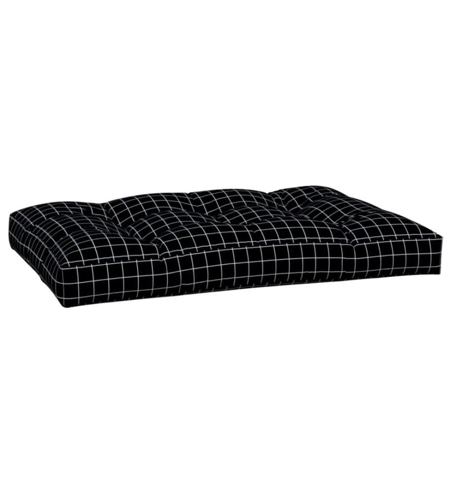 Palettenkissen Schwarz Karomuster 120x80x12 cm Stoff