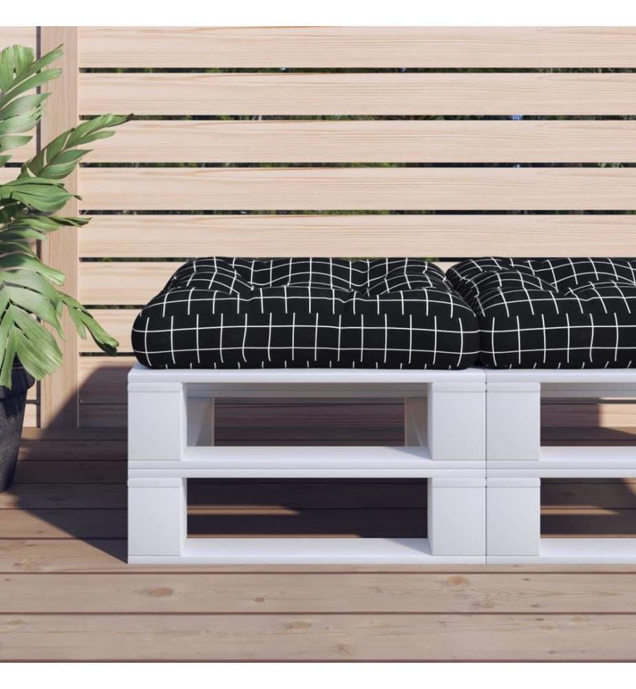 Palettenkissen Schwarz Karomuster 58x58x10 cm Oxford-Gewebe