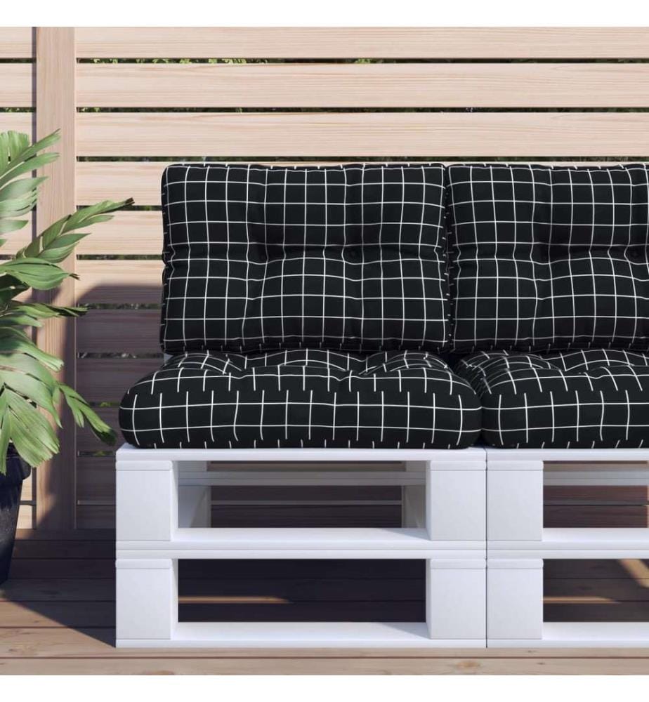 Palettenkissen Schwarz Karomuster 60x40x12 cm Stoff