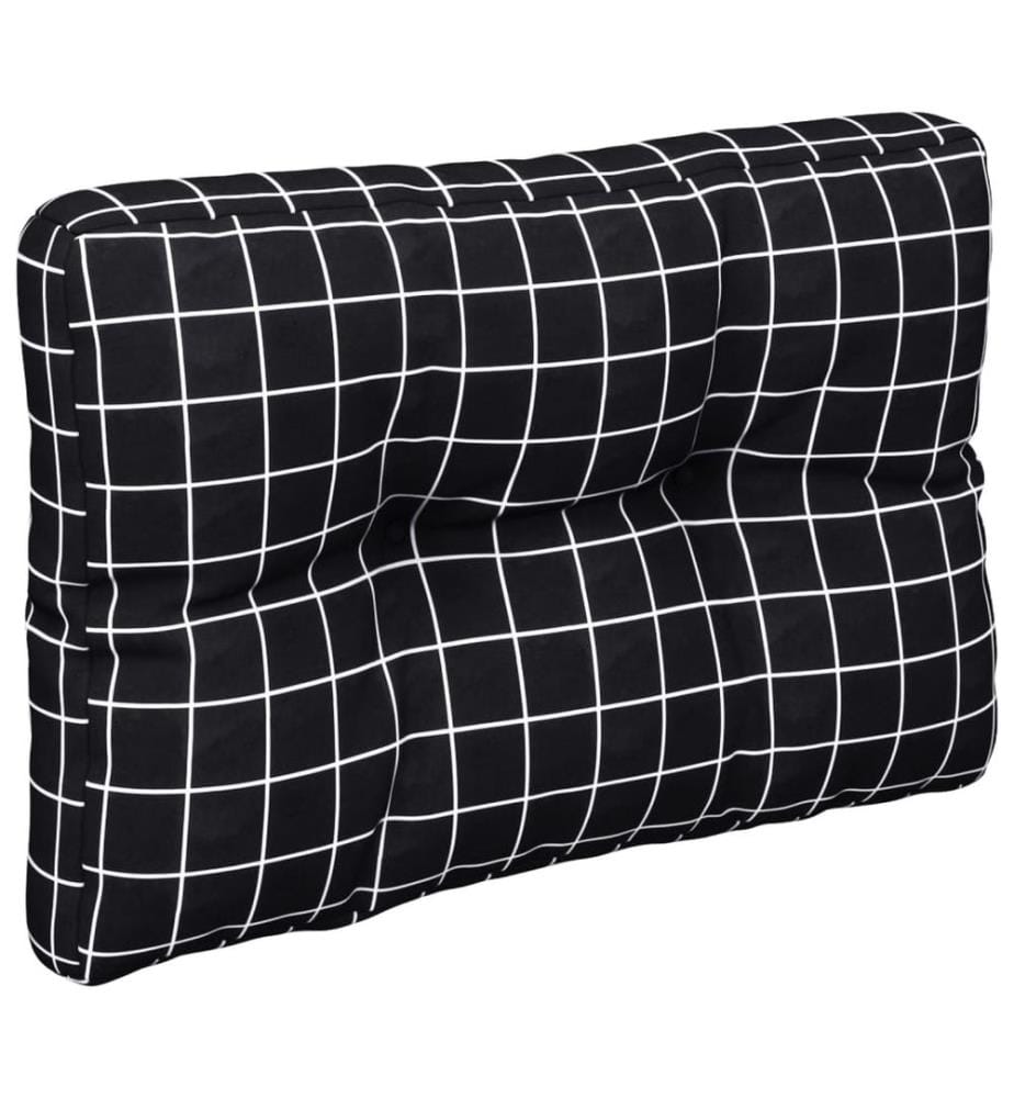 Palettenkissen Schwarz Karomuster 60x40x12 cm Stoff
