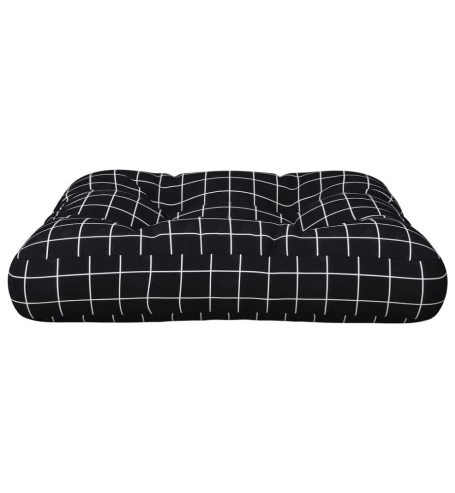 Coussin de palette motif à carreaux noir 60x60x12 cm tissu