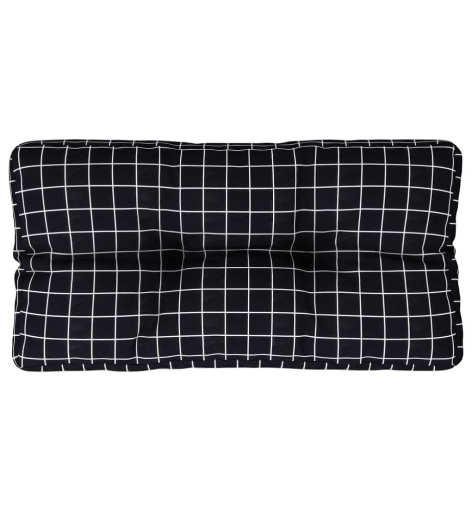 Coussin de palette motif à carreaux noir 80x40x12 cm tissu